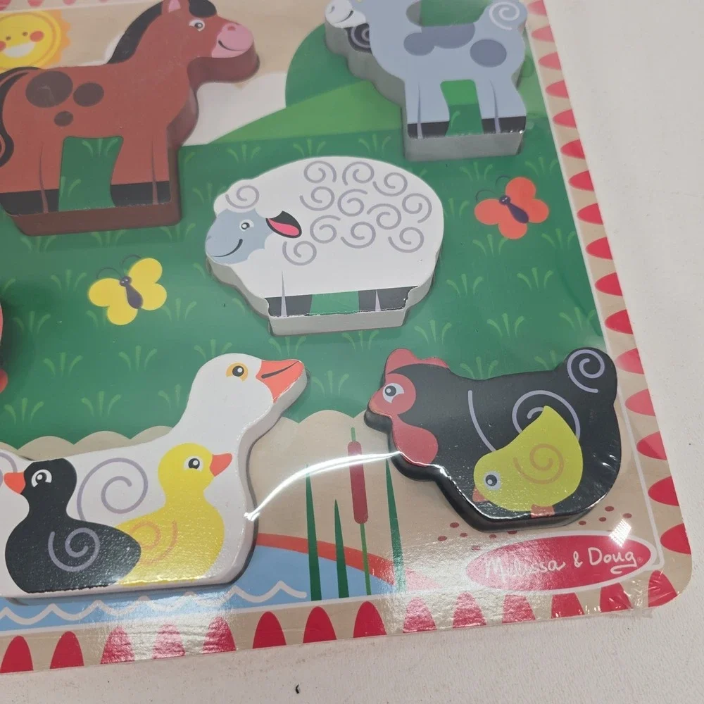 Melissa and Doug Fresh‎ Start FARM ANIMALS Chunky Thick Wood Puzzle 12